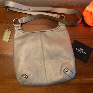 Silver Coach crossbody bag